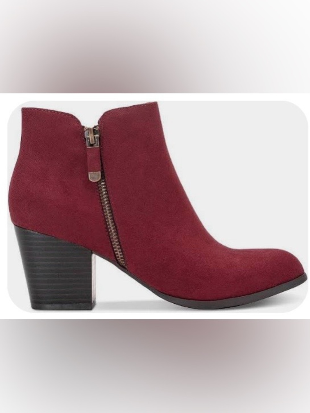 Style & Co. Women’s Masrina Wine Color Double Zip Heel Ankle Boots Size 7